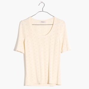 Pointelle Willford Sweater Tee, Madewell Cream Short Sleeve Knit Top